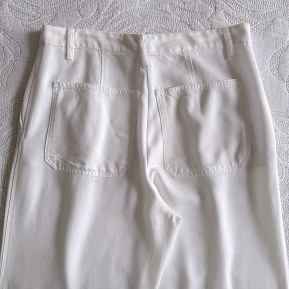 Massimo Dutti - Pleated Lightweight Loose Fit Lyocell Wide Leg Pants - White - Picture 14 of 15